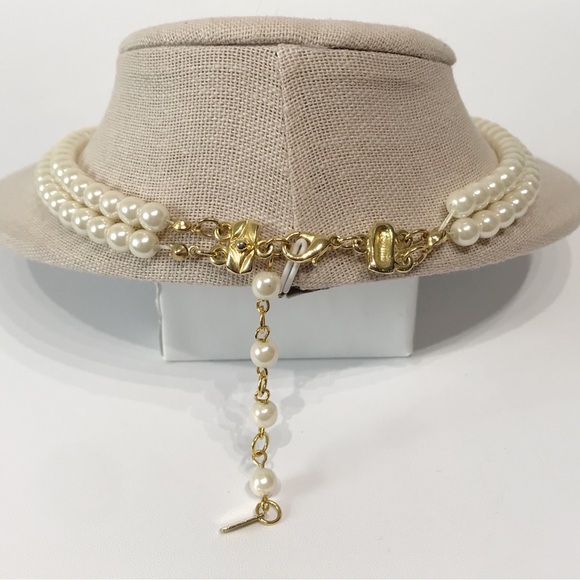 Vintage Signed 6mm Glass Faux Pearl Multi Strand Victorian Necklace Estate Pear - Picture 8 of 14